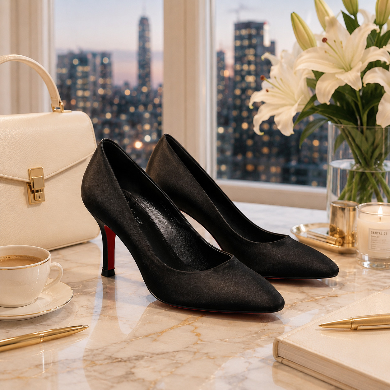 Black Satin Stiletto Pumps 7CM Pointed Toe Elegant Heels for Women AU