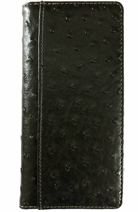 Texas State Mens Wallet Western Bifold Check Book Style W039-32 Ostrich Black