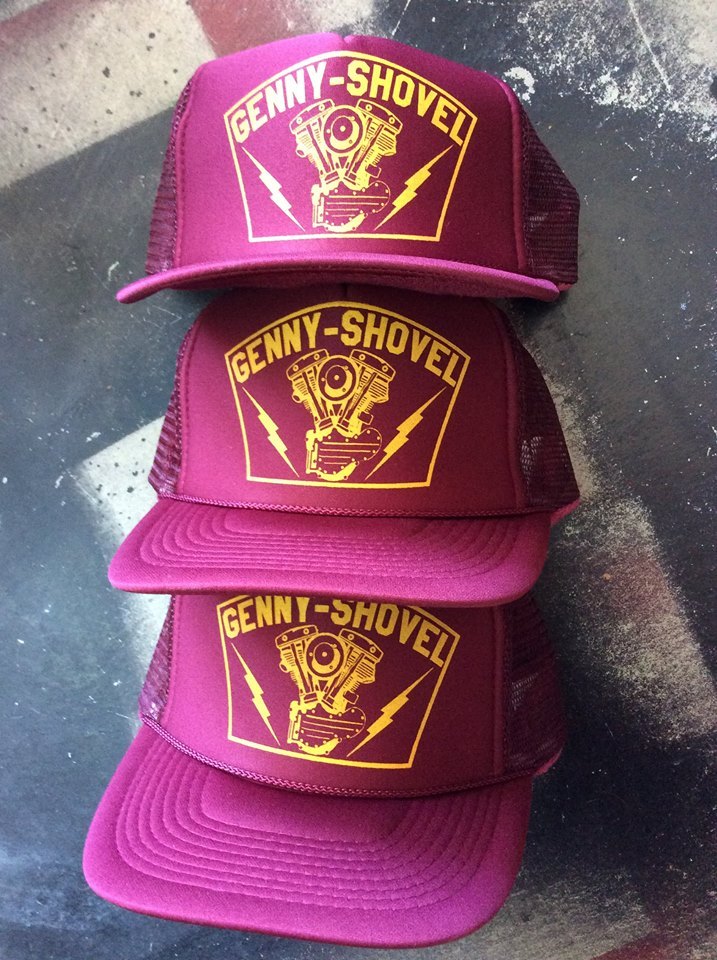 GENNY-SHOVEL TRUCKER HAT! shovelhead engine harley davidson biker vtg chopper