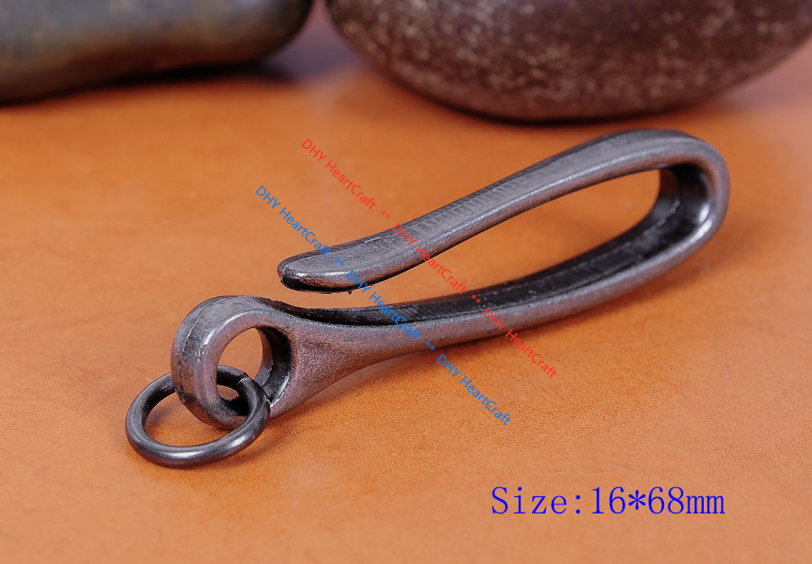 5pc 68*16mm Retro Silver KeyChain Key Ring Belt U Hook Wallet Chain Fish Hook