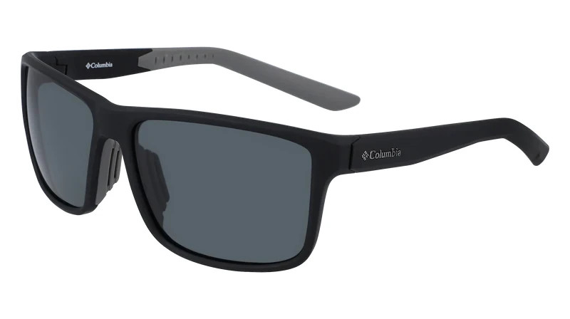 NWT New Columbia Sunglasses FLATLANDER Matte Black Smoke Retail $139 61-16-140