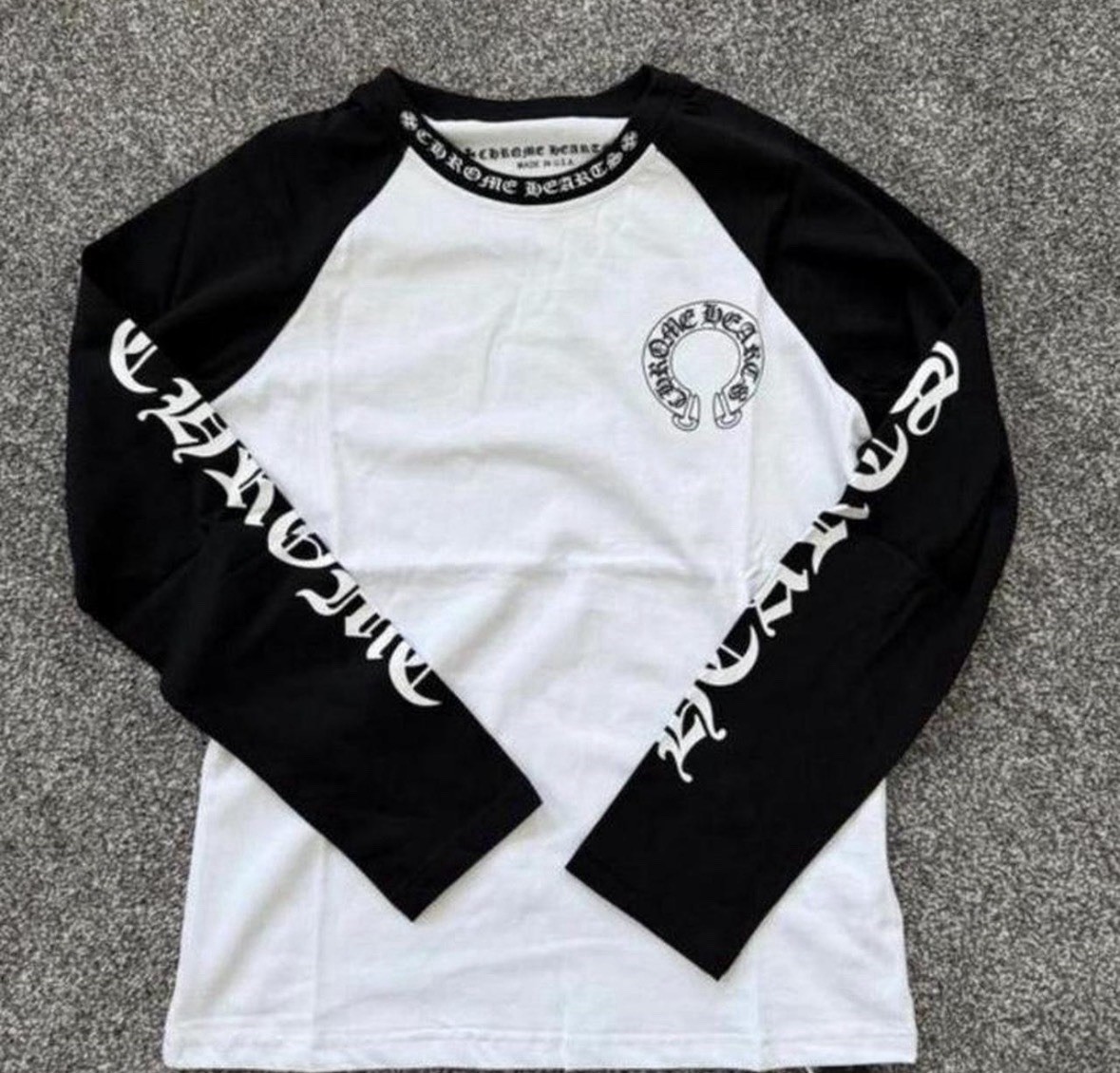 Chrome Hearts Men’s S Cotton Raglan Long Sleeve Crew Graphic Logo Tee