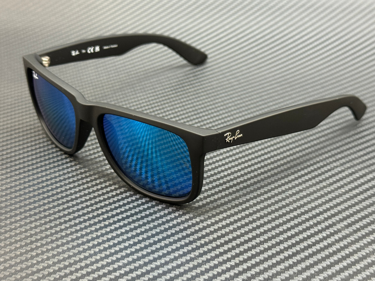 RAY BAN RB4165 622 55 Rubber Black Blue Flash Unisex 54 mm Sunglasses