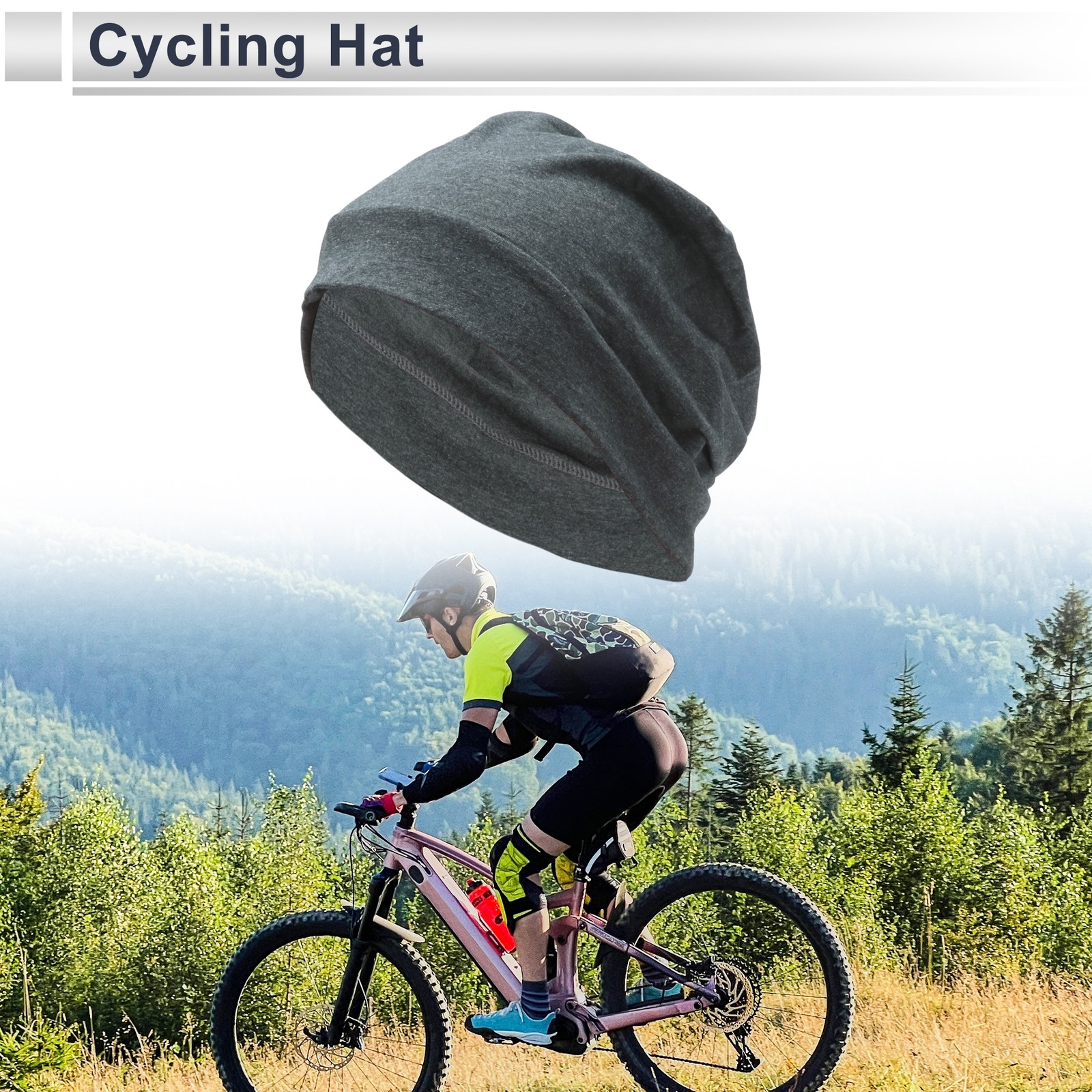 Cycling Hat Sweat wicking, breathable Gray 24x14cm/9.45″x5.51″ 1 Pc Cotton