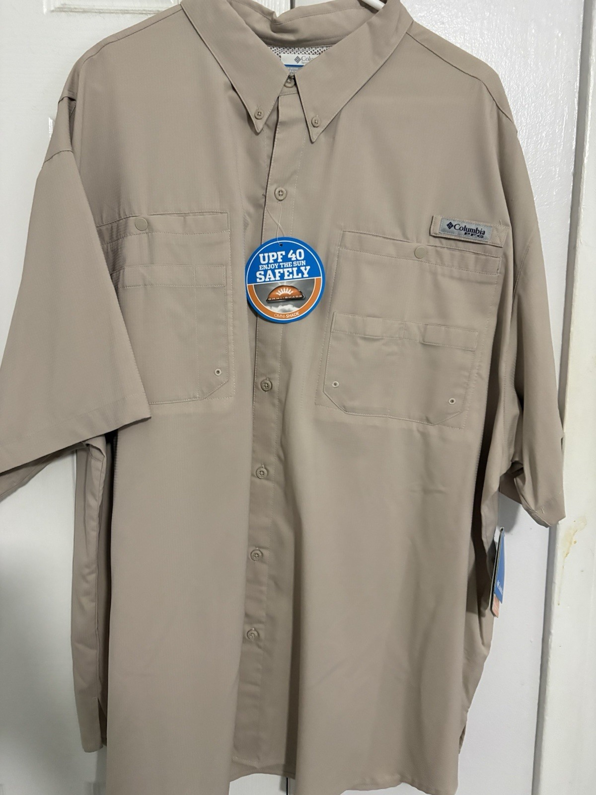 Columbia PFG Omni-Shade UV Ventilated Beige Short Sleeve Shirt 3X/3TF