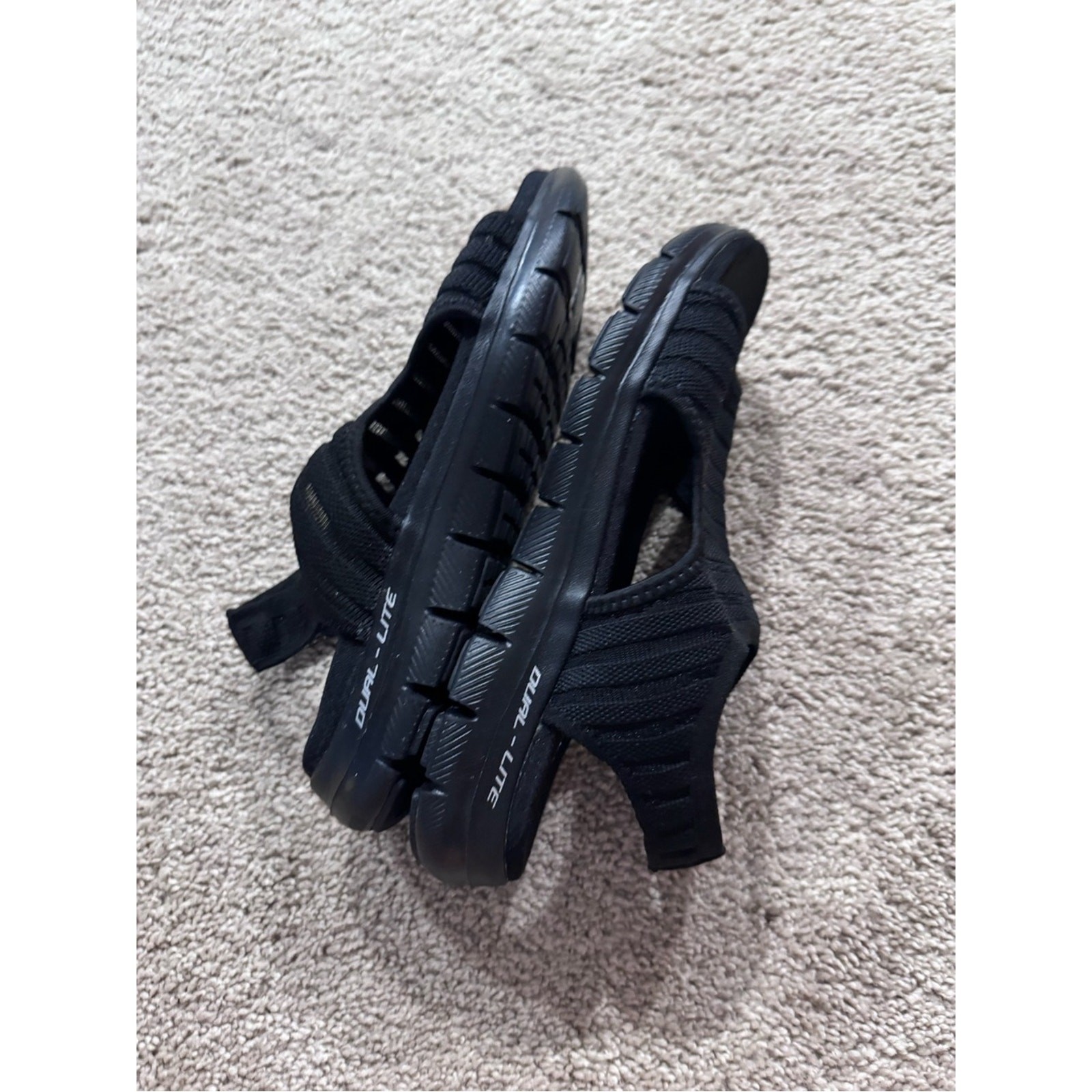 Skechers Memory Foam Footbed Flex Style Black Mesh Slip On Sandals Womens Size 8