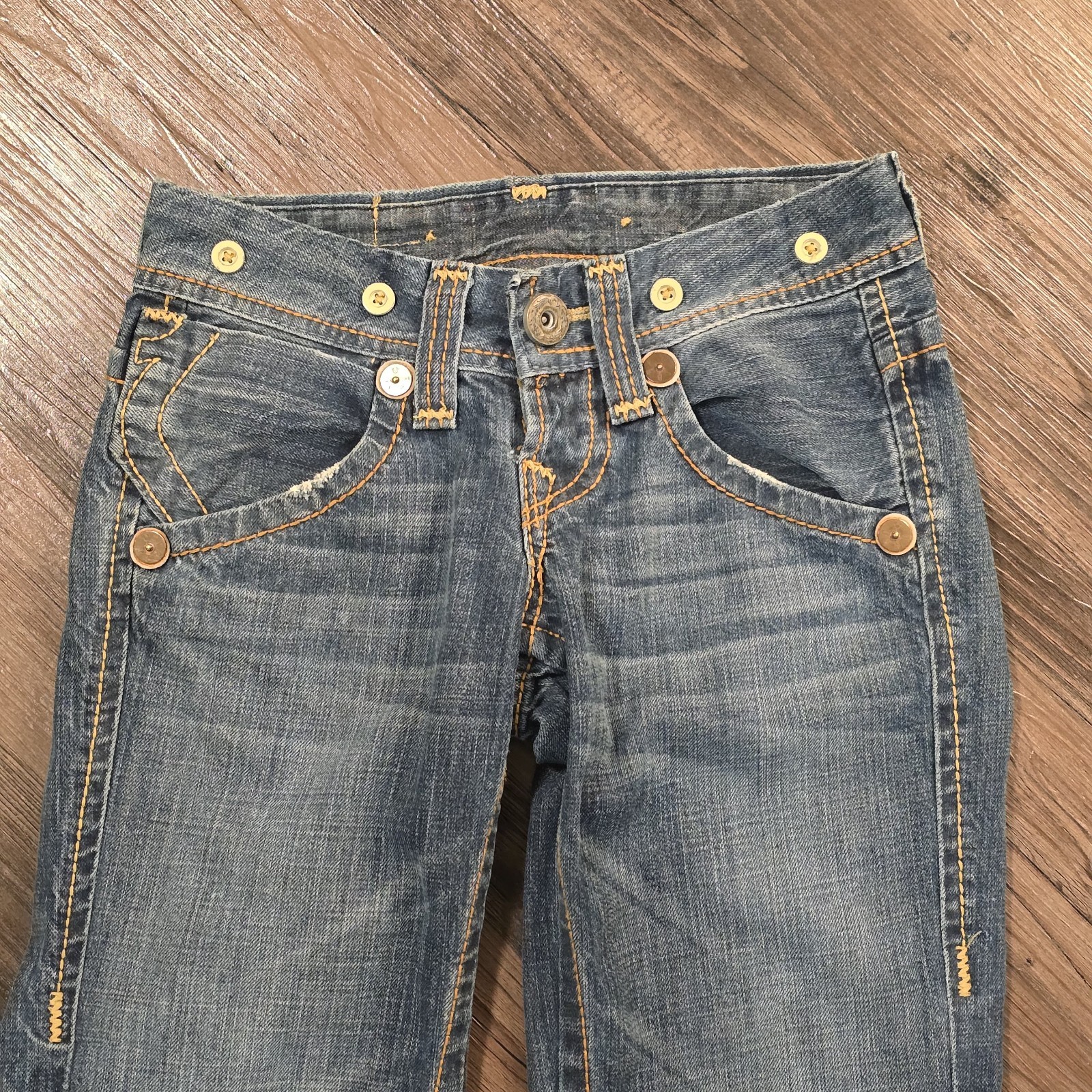 ​True Religion Jeans Womens 24 Joey Low Rise Bootcut Flare Blue Denim USA