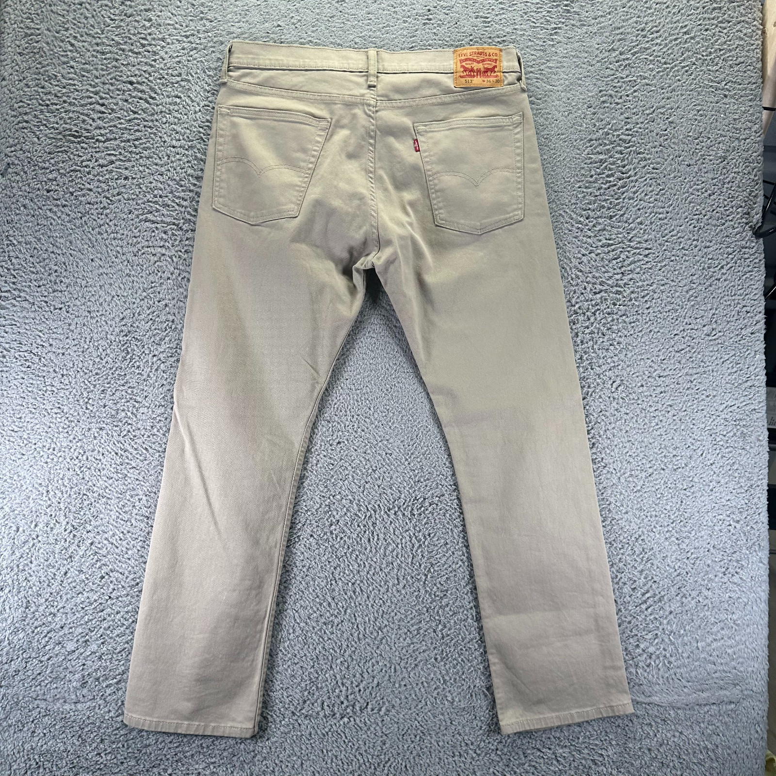 Levi’s 513 Jeans Mens 36×30 Beige Cotton Denim Straight Workwear Travel Stretch