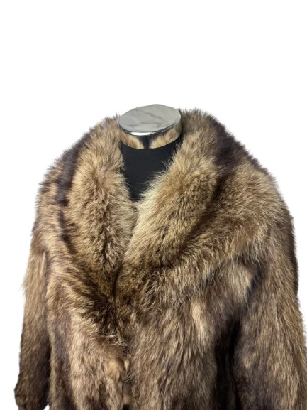 Vintage Brown Groundhog Fur Coat