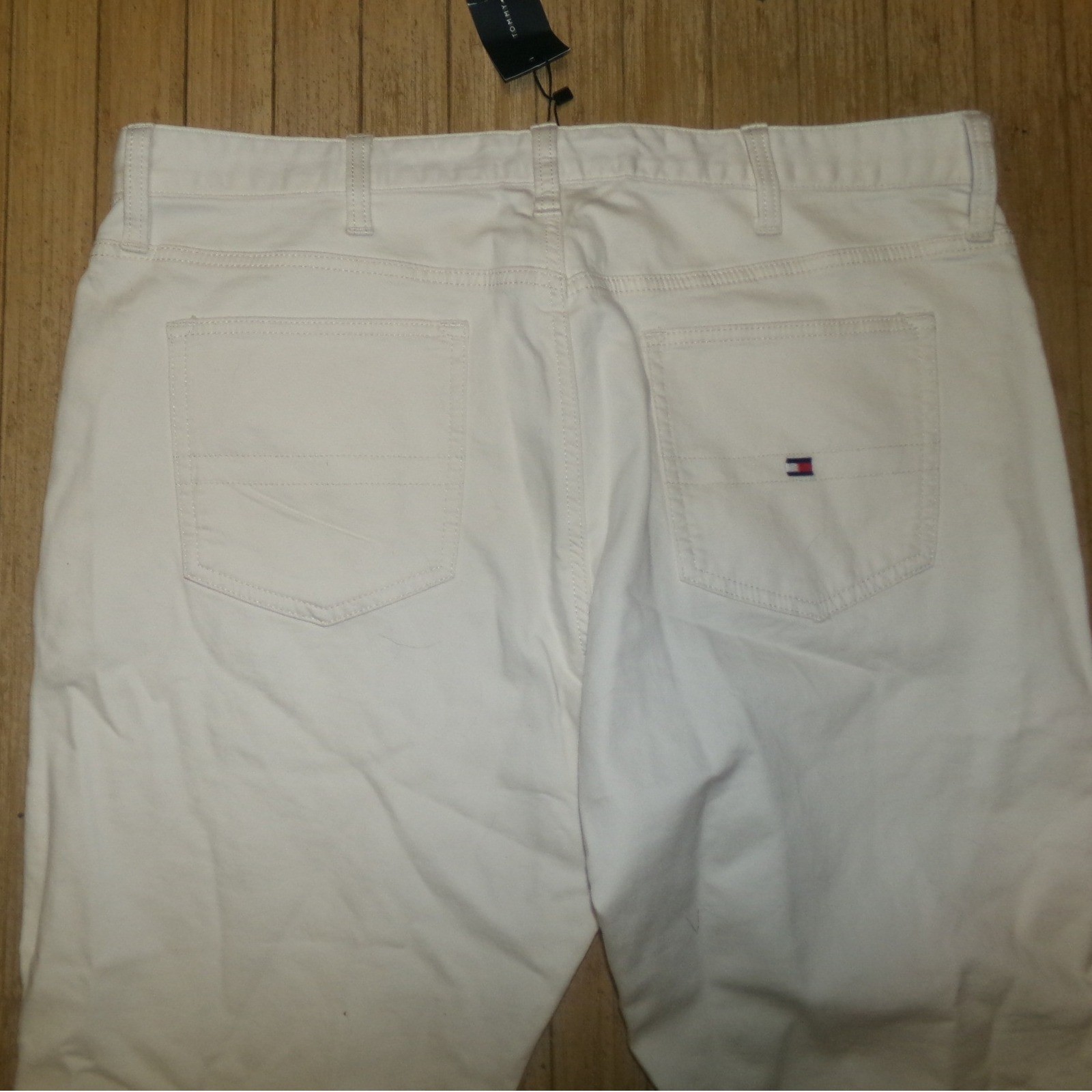 Tommy Hilfiger Mens THFLEX Pants Cream Straight Leg Chino 38×32 NWT