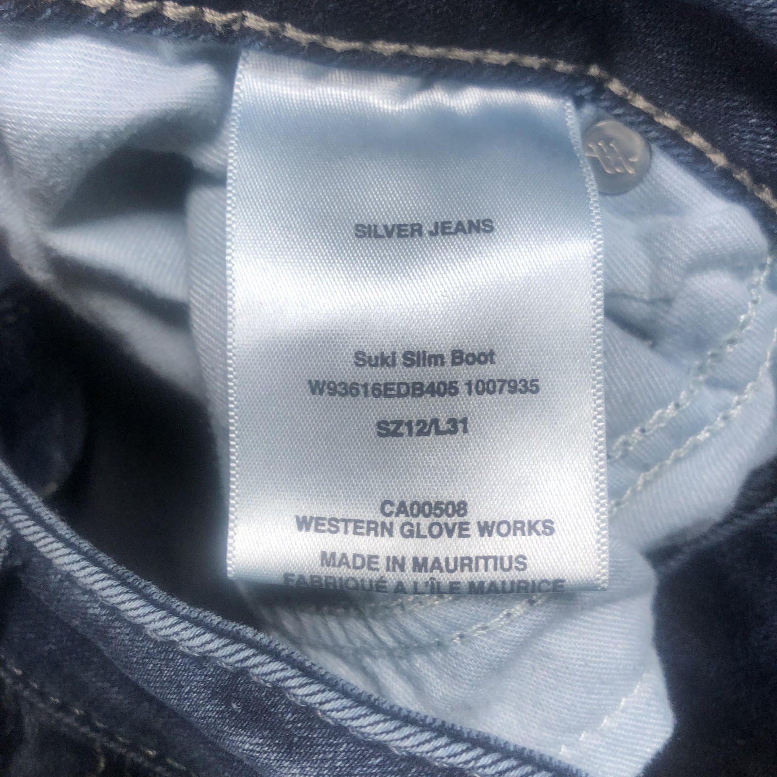 Silver Jeans Co Suki Slim Boot Jeans Womens 12 Dark Wash Mid Rise Stretch Denim