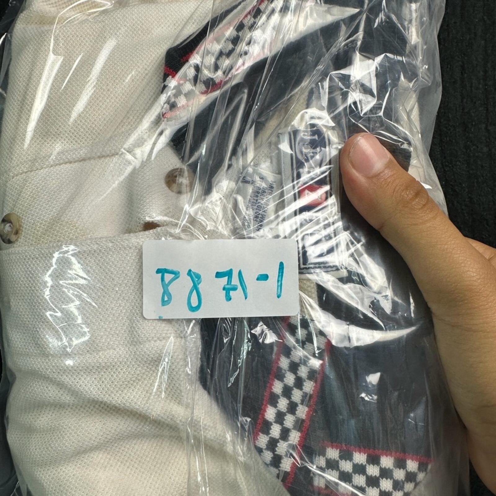 Jerzees Cream Polo with Black & Red Check Collar
