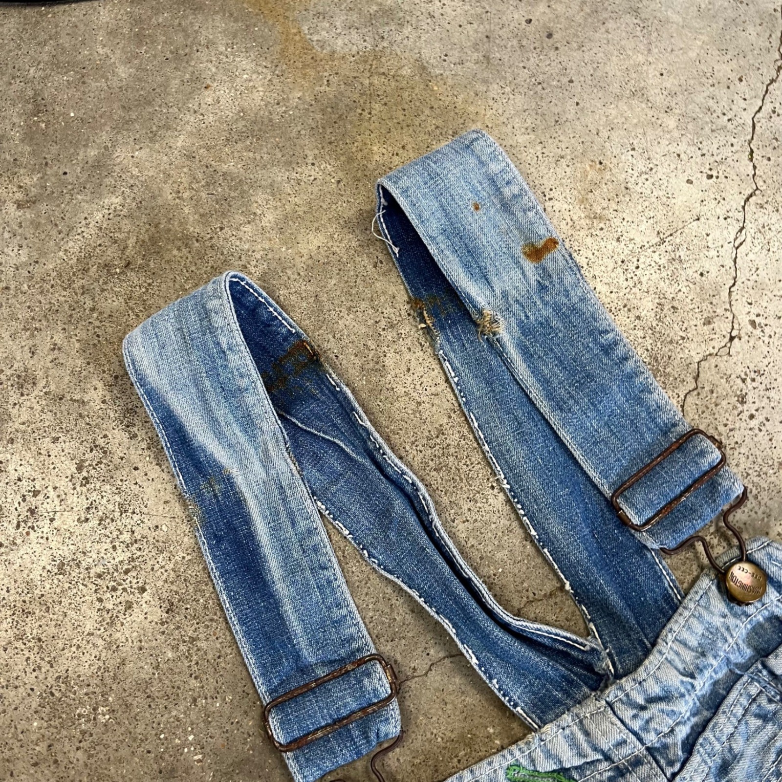 Washington Dee Cee Overalls 40×30 Blue Vintage Distressed Painter Workwear 50s