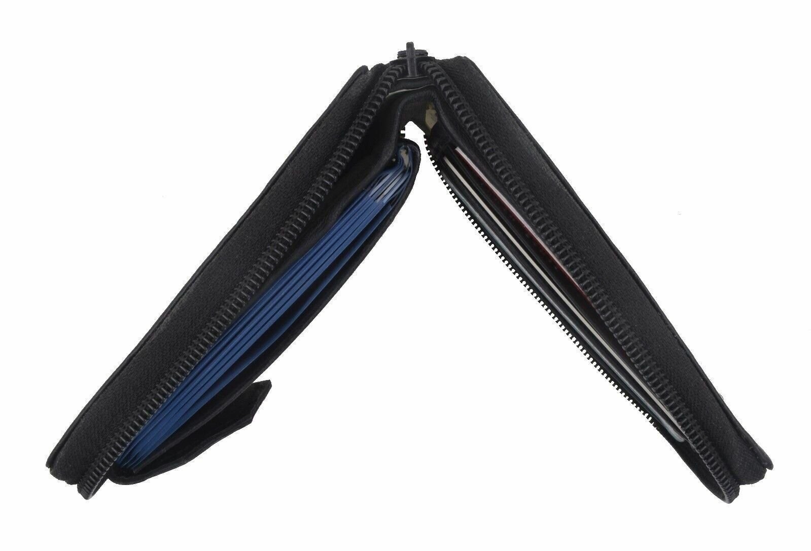 Zipper Bifold Leather Wallet W/Removable Plastic Inserts Casing W/Snap Enclosure