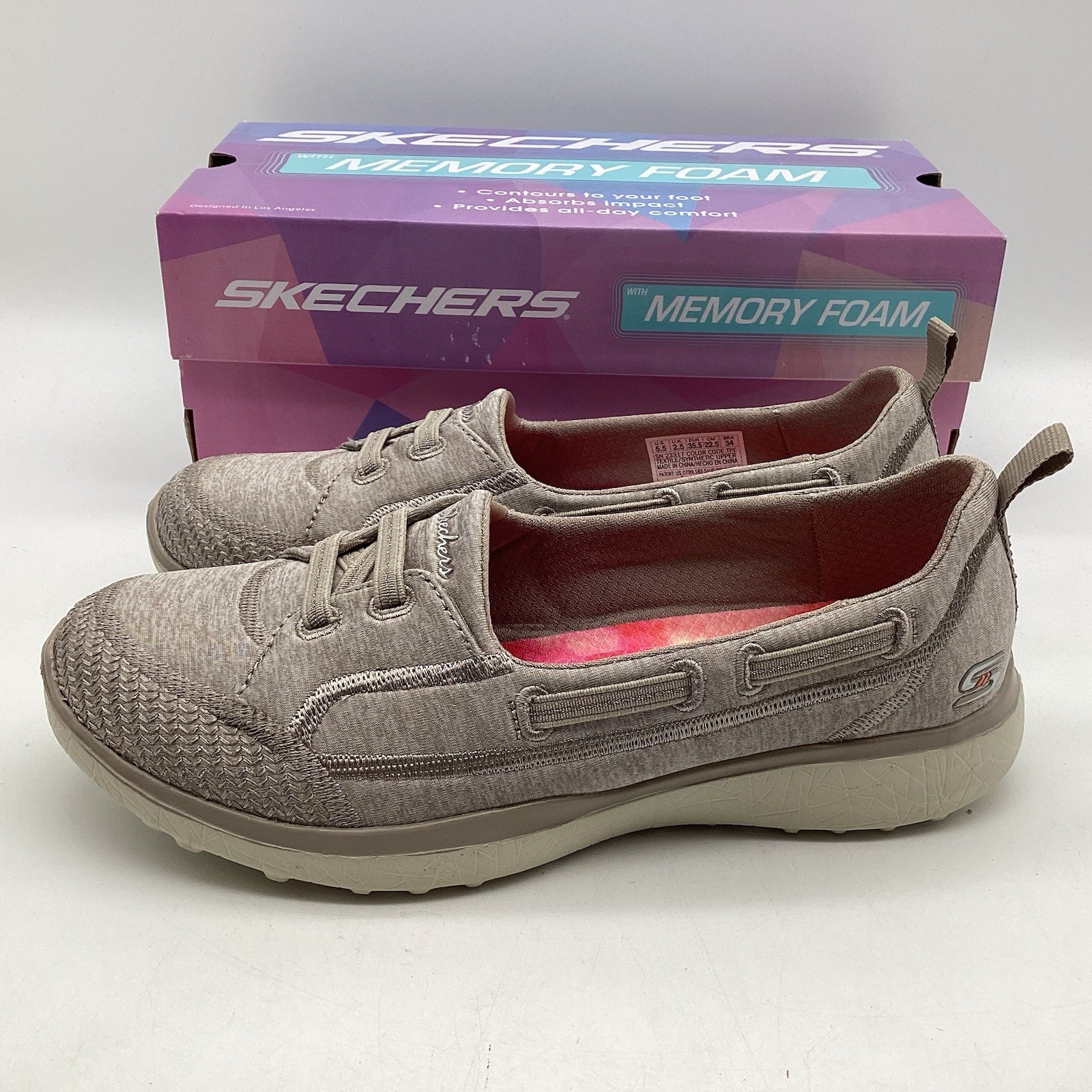 Skechers Memory Foam Women’s 5.5 Microburst Topnotch Taupe 23317 New With Box
