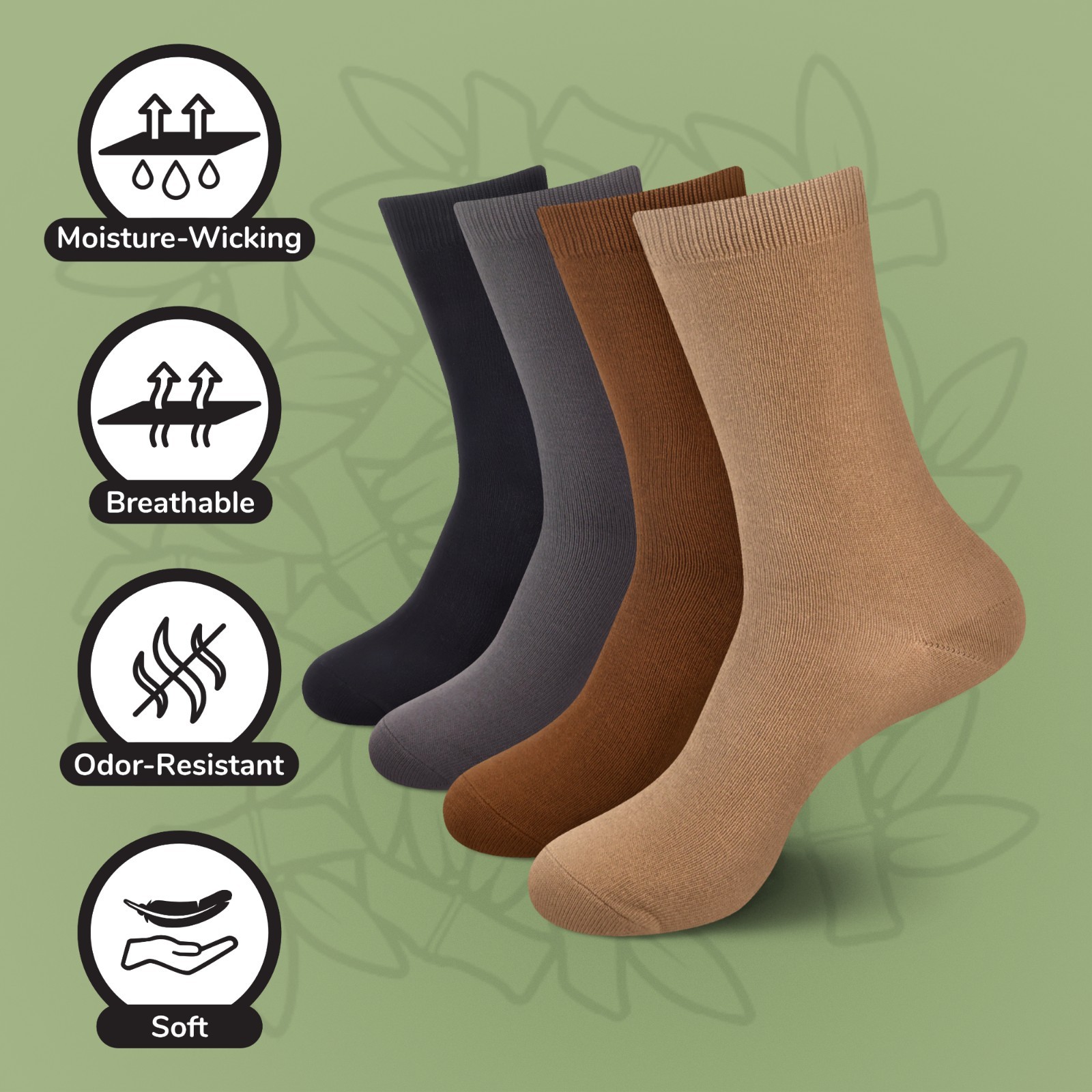 BambooMN Unisex Rayon from Bamboo Thin Classic Dress & Everyday Crew Socks
