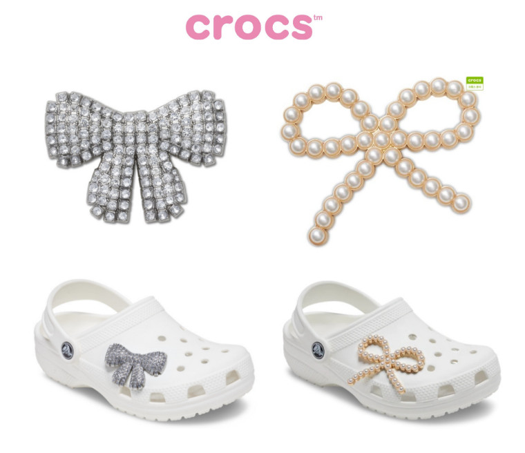 Crocs Jibbitz Pearl RIBBON, Cubic RIBBON Shoe Charm Genuine Crocs + Tracking