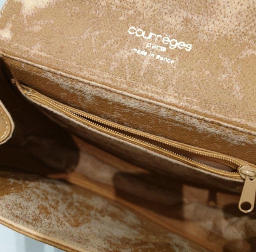 Courreges handbag brown flap 9.8 inches