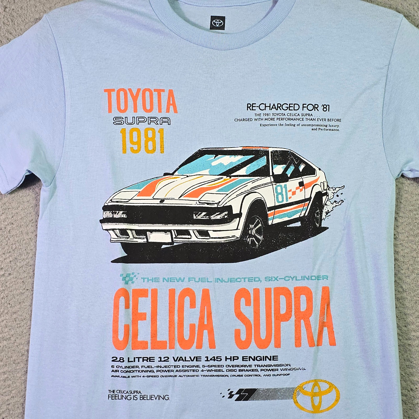 Toyota Supra Celica Shirt Mens Small Blue JDM Tuner 1981 Casual Race Car NWT
