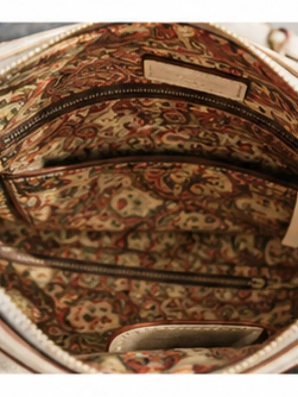 Vintage Dooney & Bourke Ivory Jacquard Shoulder Bag Classic Leather Trim Hobo
