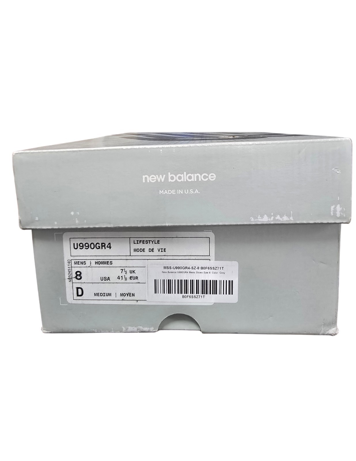 New Balance 990 Made in USA Grey Silver U990GR4 Mens D Lifestyle Size 8