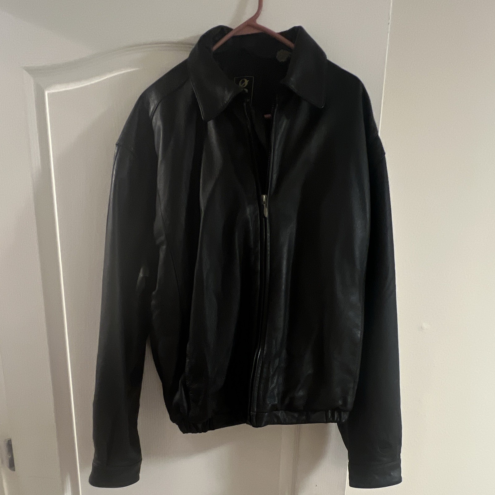 GEAR for sports Men’s Black Leather Lined Full Zip Point Collar Jacket Size L