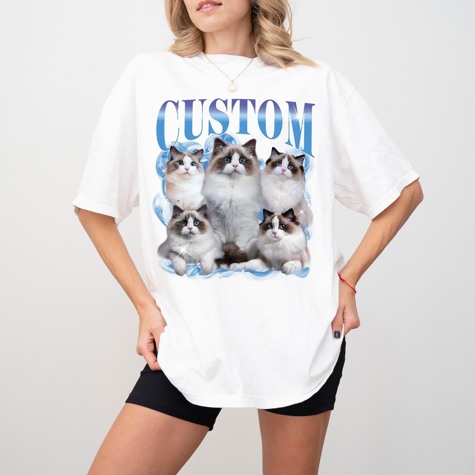 Custom Pet Shirt Vintage Bootleg Rap Tee Personalized Dog Photo T-Shirt