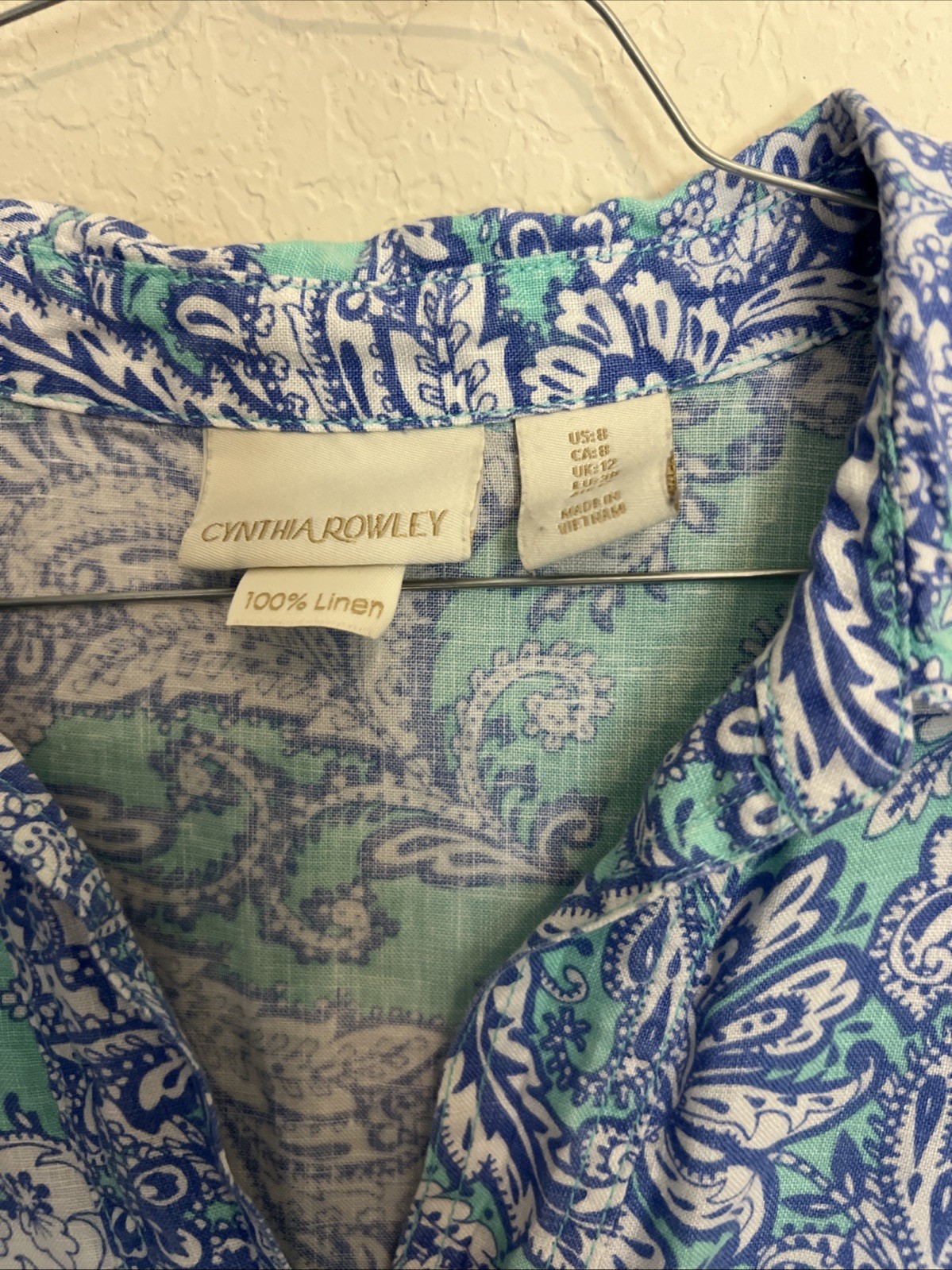 Cynthia Rowley- Light Shades Of Blue-100% Linen Paisley Sleeveless Sundress-Sz.8
