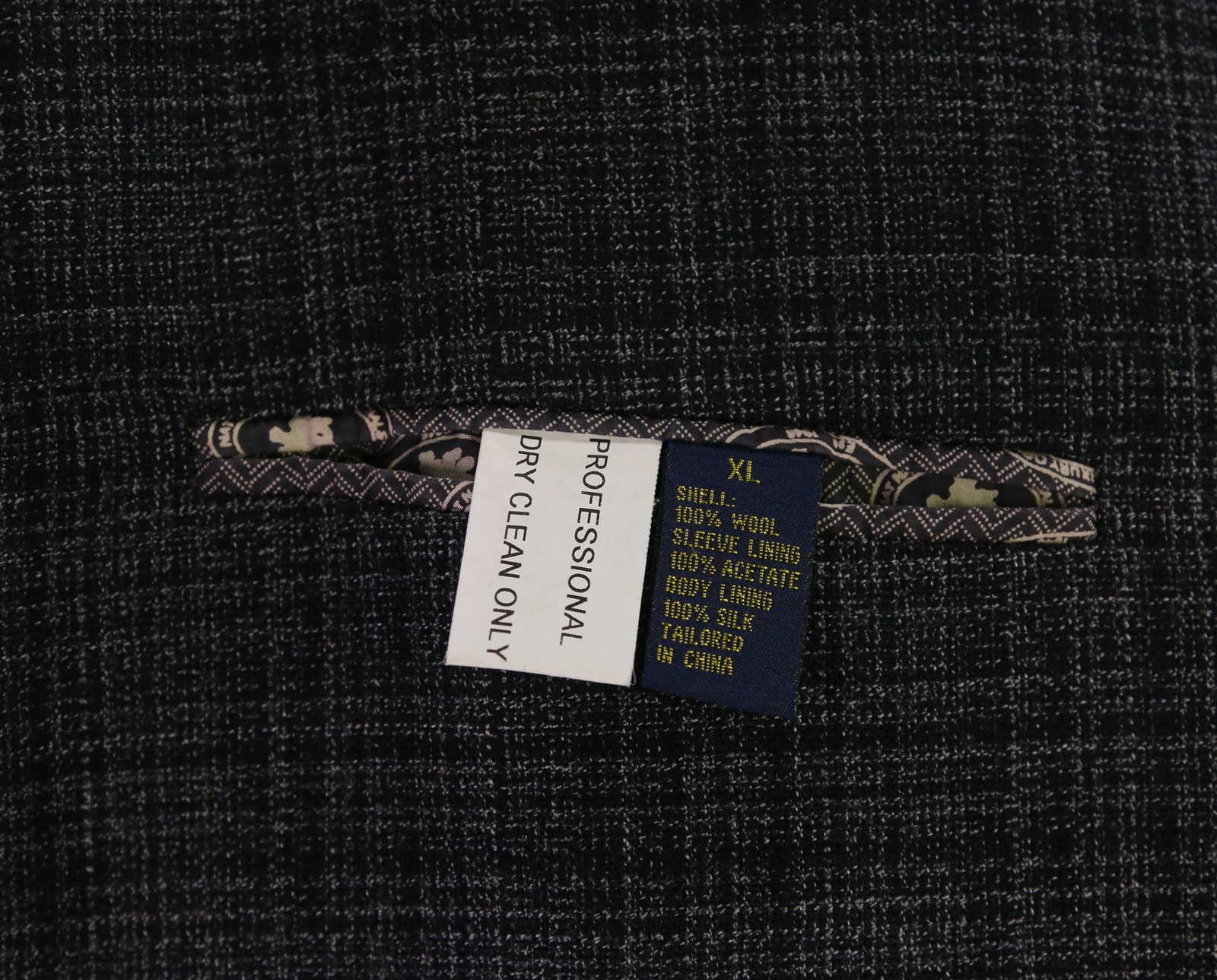 Nat Nast Gray Black Plaid Peak Lapel Patch Pocket Wool Blazer Jacket 42R
