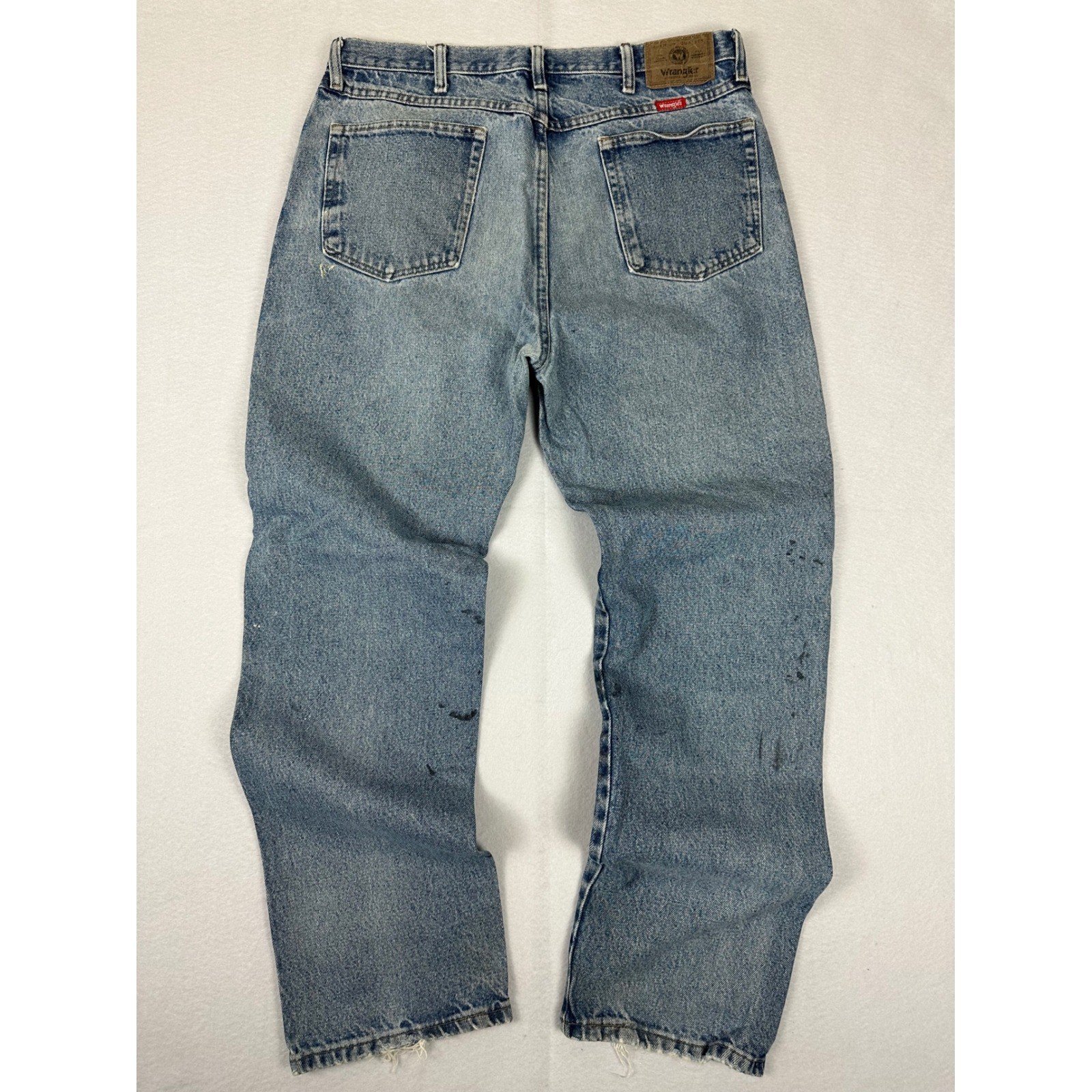 Y2K Wrangler Jeans Mens 36×32 Distressed Paint Splattered