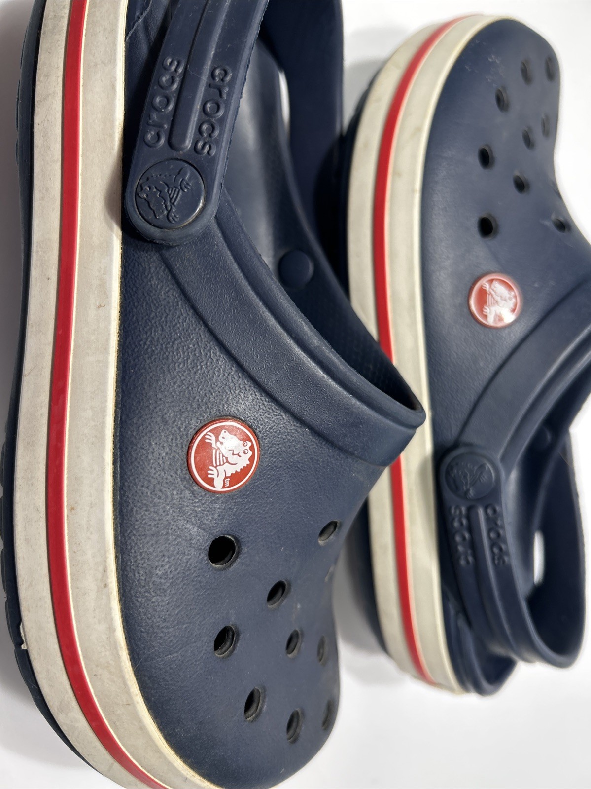 Crocs Crocband Navy, White, Red Clogs – Size M 4 / W 6