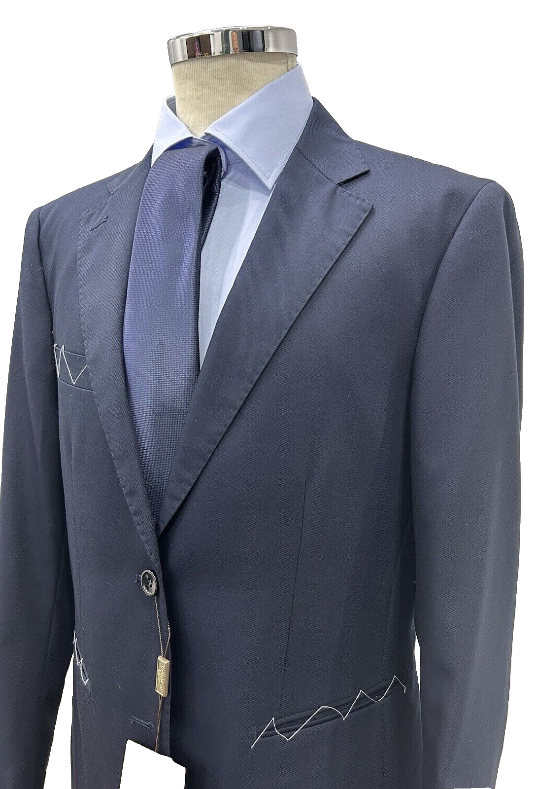 Men’s Tailored Suit Made In Italy Blue Tasmania Wool 46 48 50 52 54 56 58 60