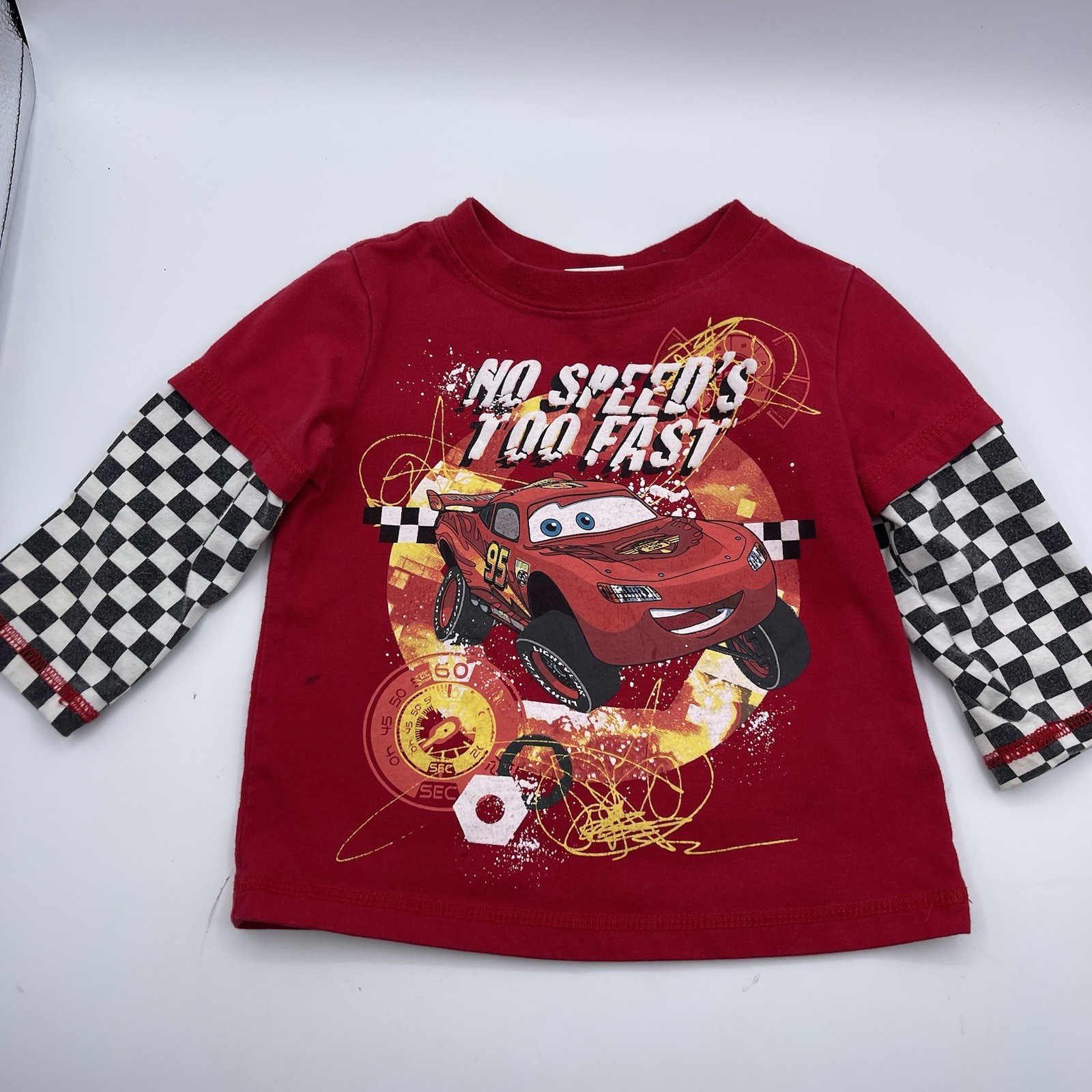 Y2K 2000s Disney Cars Lightning McQueen Long Sleeve T-Shirt 18 Months racing