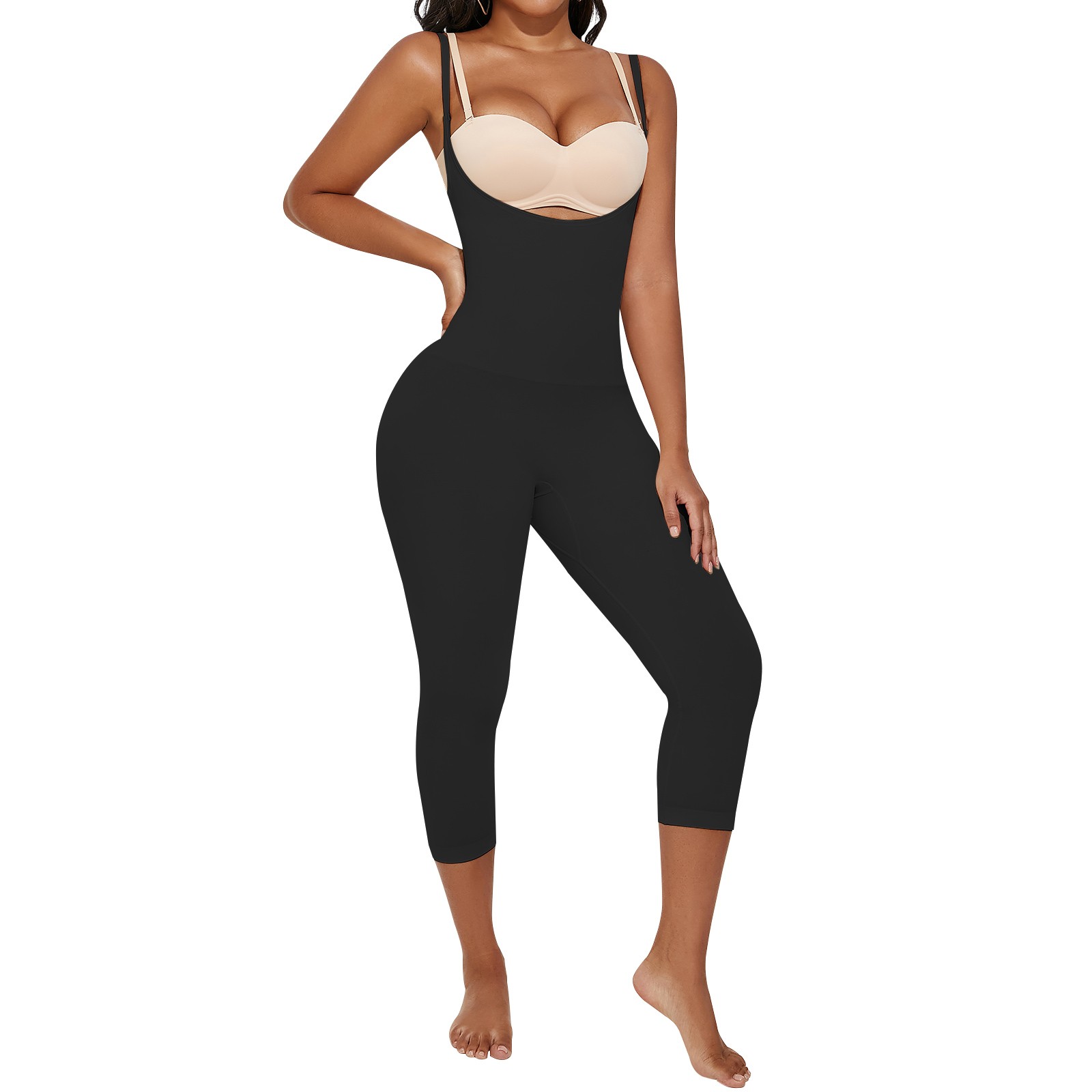 Women Open Bust Bodysuit Shapewear Tummy Control Thigh Slimmer Butt Lifting