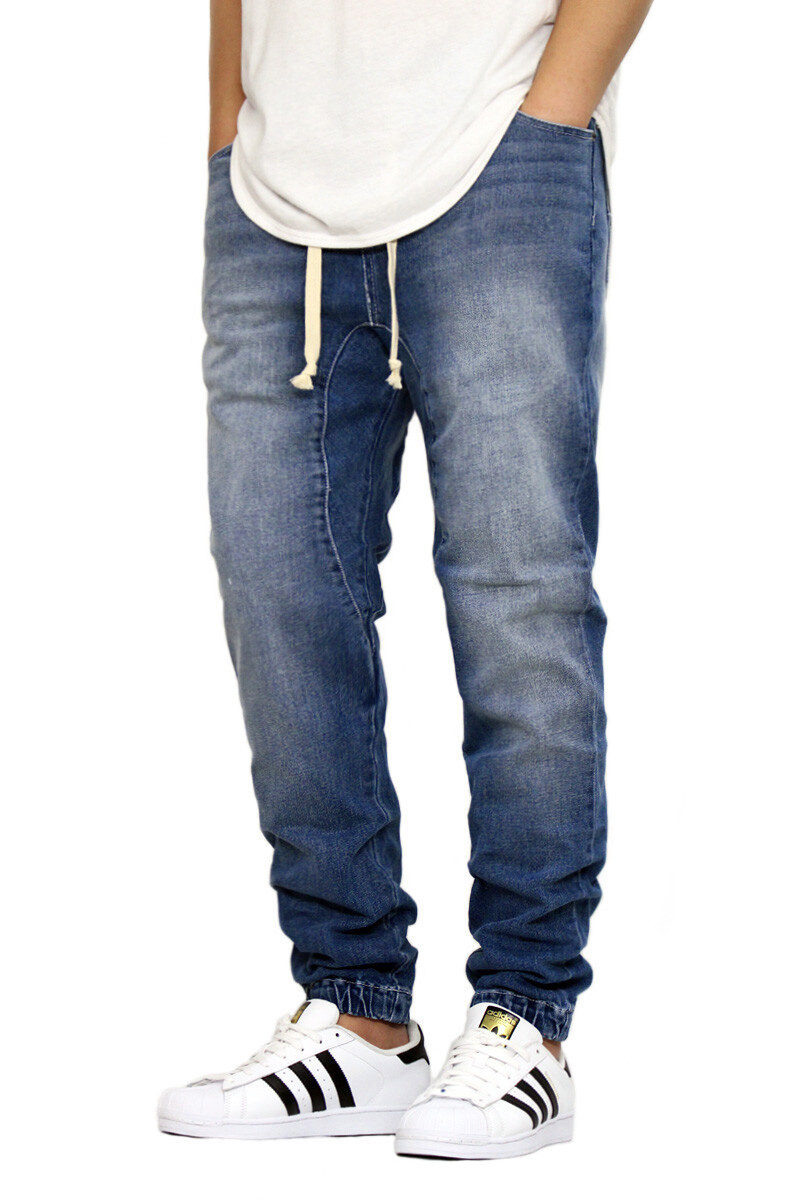 NEW MEN’S SLIM FIT DENIM JOGGER PANTS S-5XL 5 COLOR BIKER **FAST SHIP