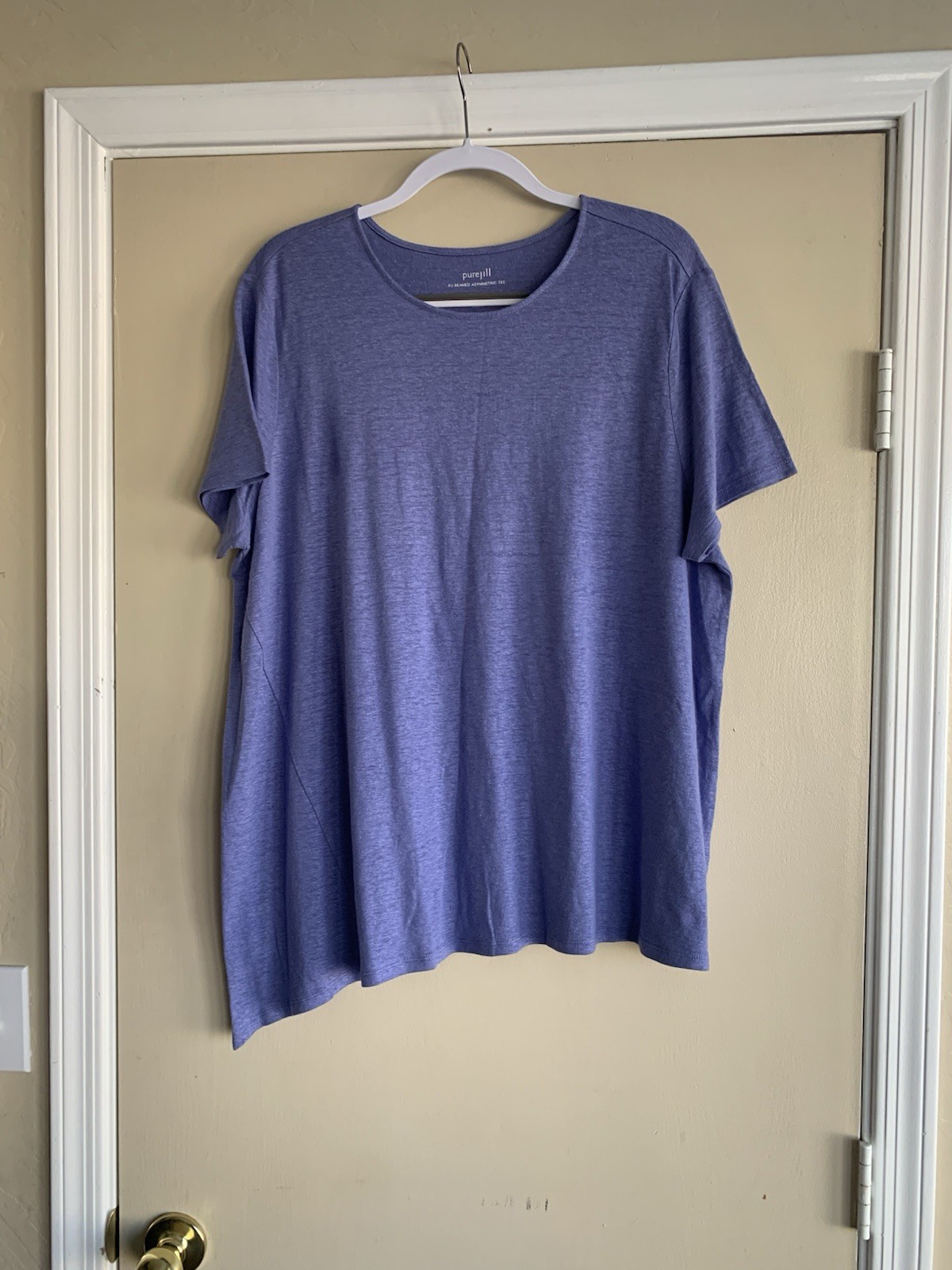Pure Jill J.Jill Linen Blend PJ Seamed Asymmetric Tee 2X Purple Lavender Shirt