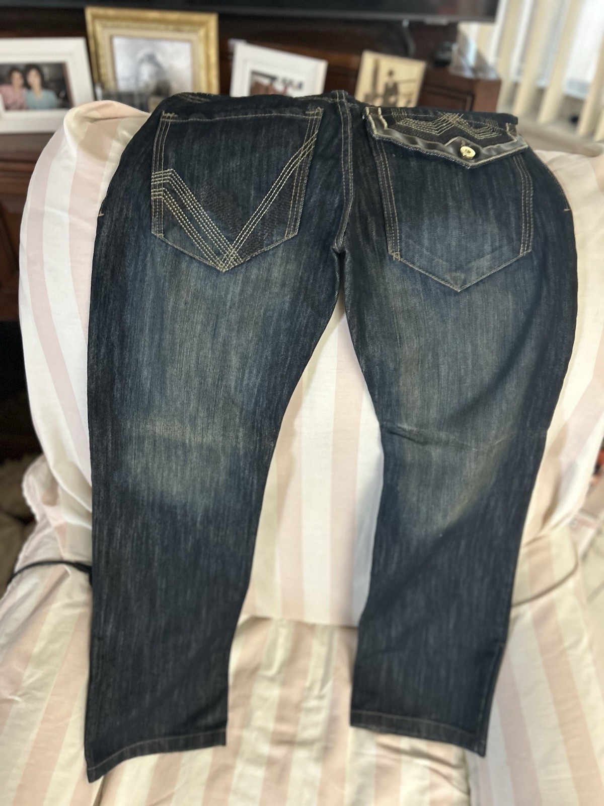 South Pole Jeans Mens Black Loose Straight Leg Opening Waist Low 29 30