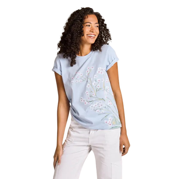 Life is Good. Women’s Forgetmenot Butterfly Short Sleeve Crusher Tee