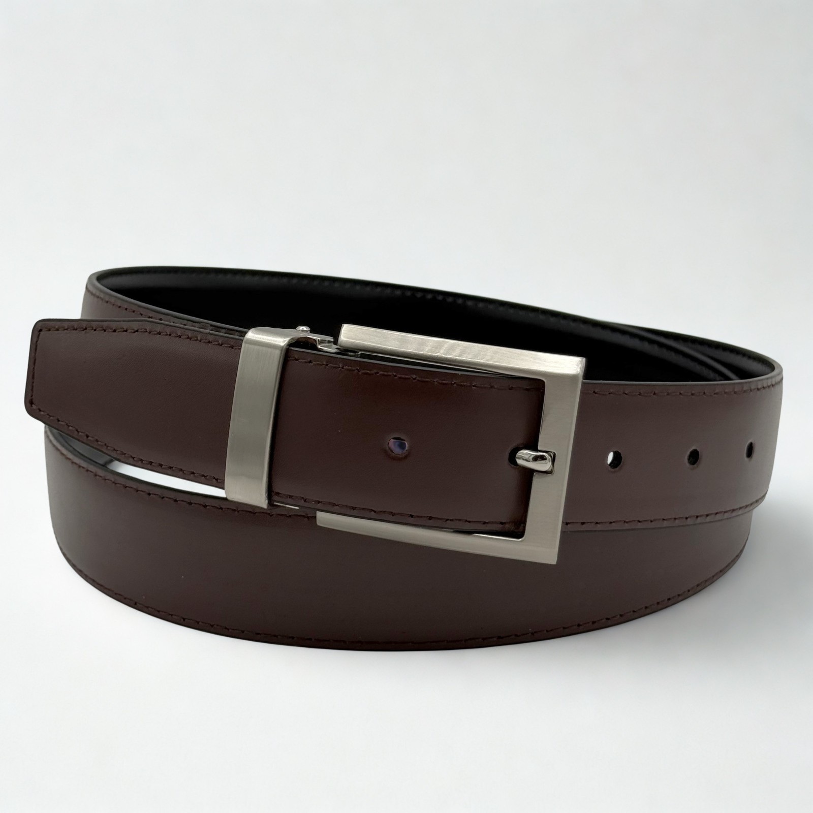 Men’s Reversible Leather Belt 1.35″ Width Variety Colors Made in US