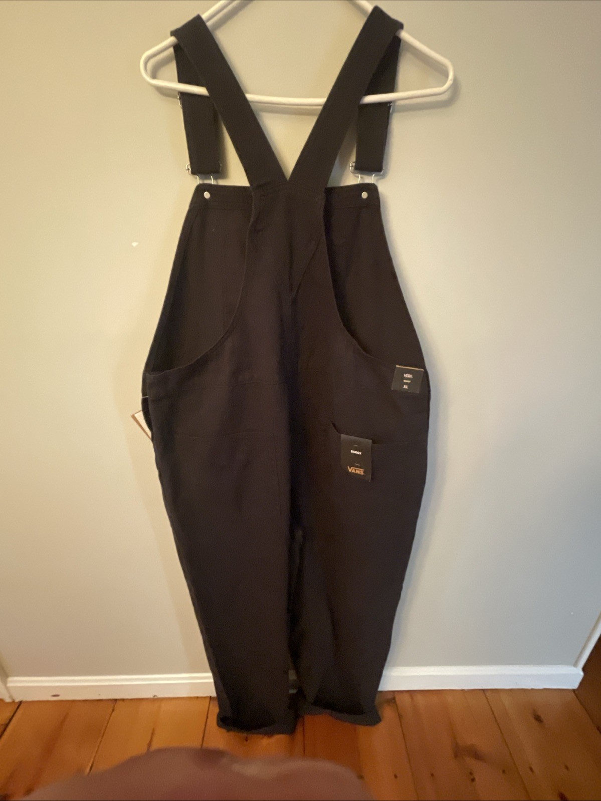 VANS Sirelle Overalls Black Cotton Relaxed Fit Women’s Size Medium M NEW