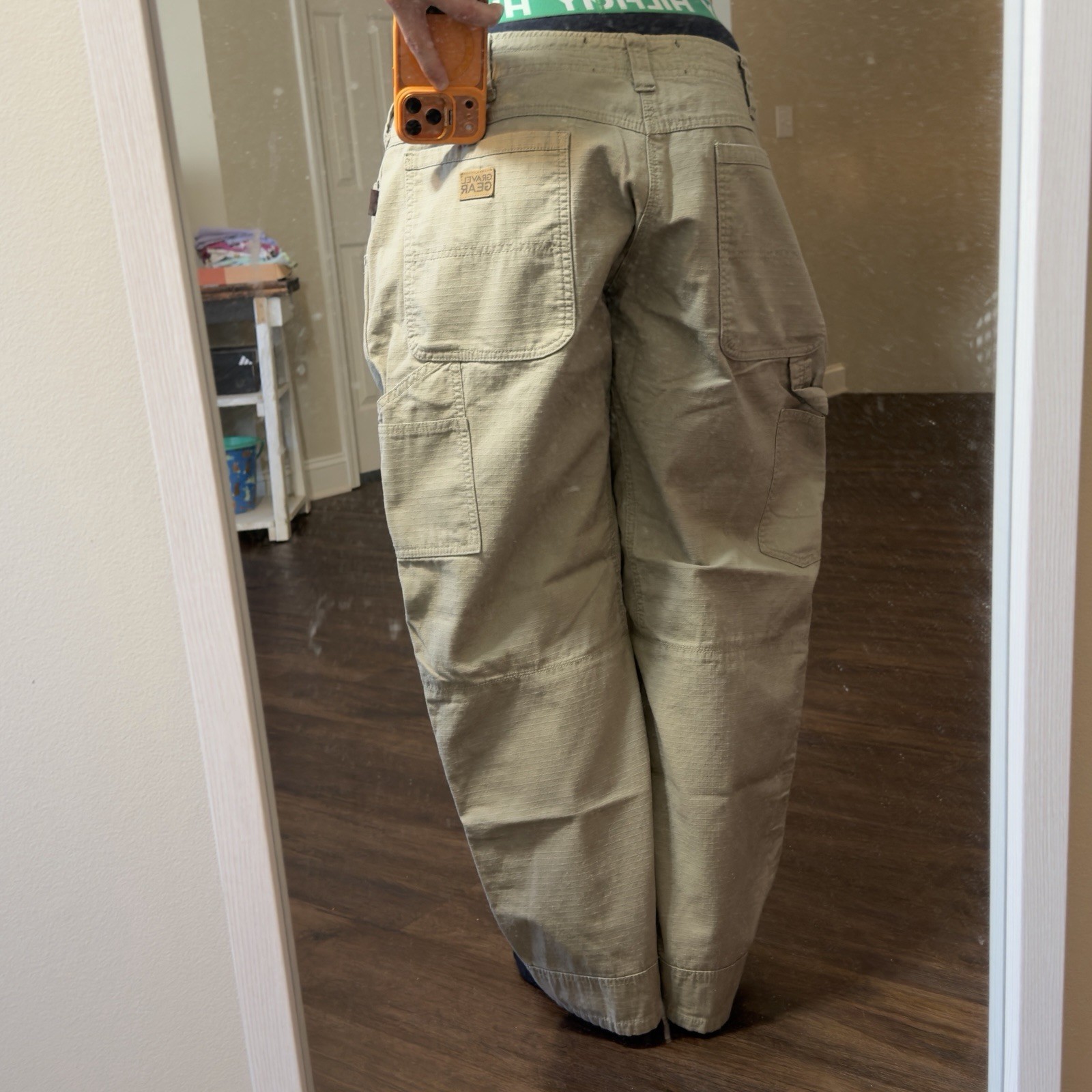 Gravel Gear Men’s Beige Cotton Ripstop Cargo Pants Pockets Relaxed Straight 40