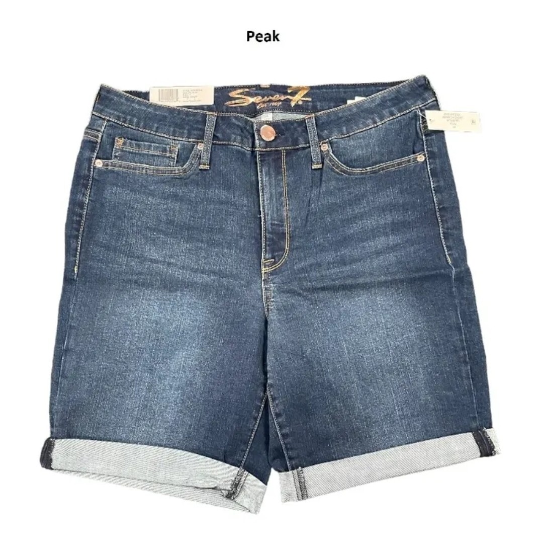 Seven7 Women’s 9″ Inseam Denim Rolled Cuff Slim Fit Short 6