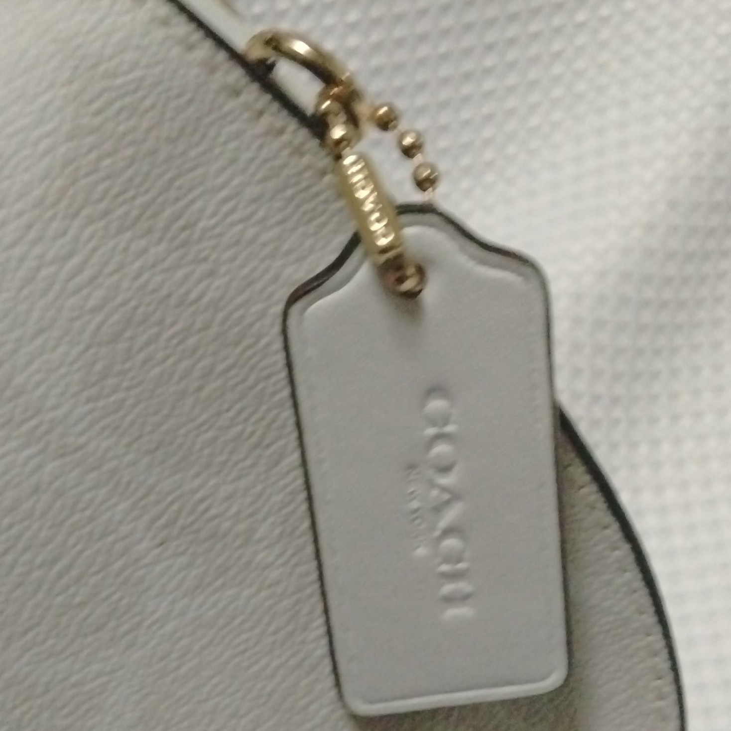 Coach White Monogram Semi-Circle Small Crossbody, Zip/Snap, Adj Strap Gold