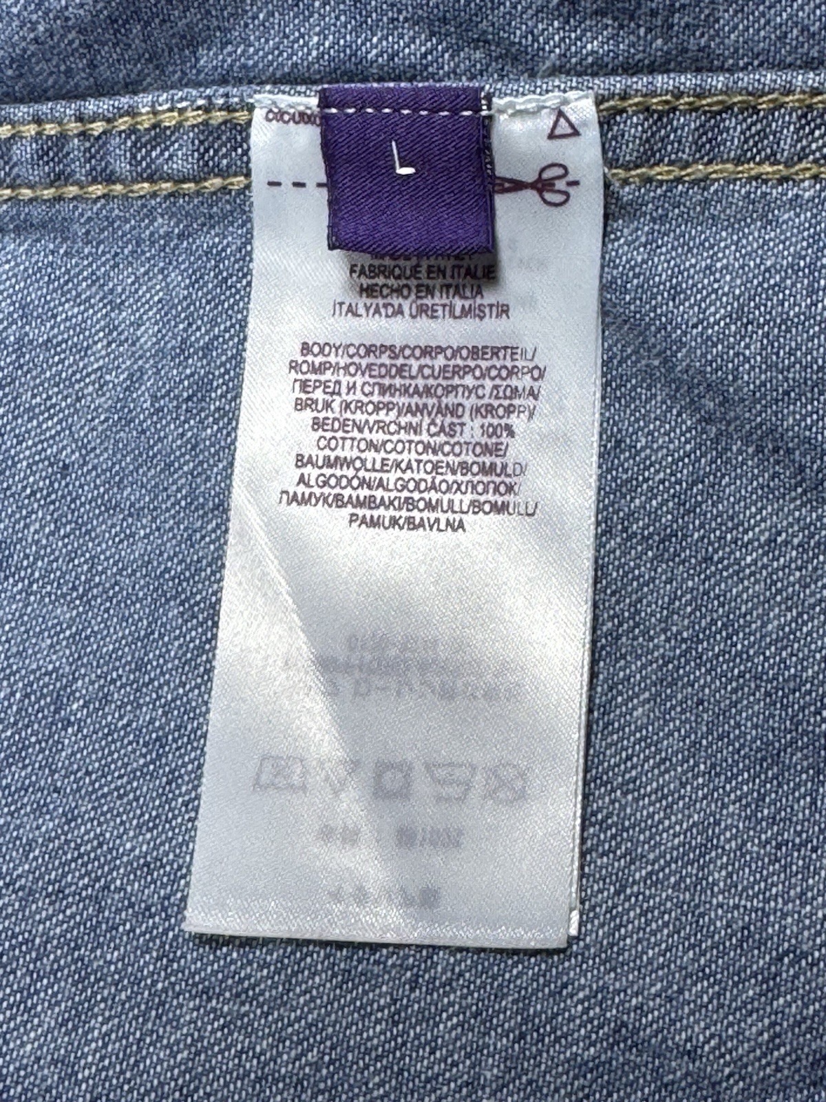 Ralph Lauren Purple Label Denim Western Shirt Size L — Mid Wash / Made In Italy