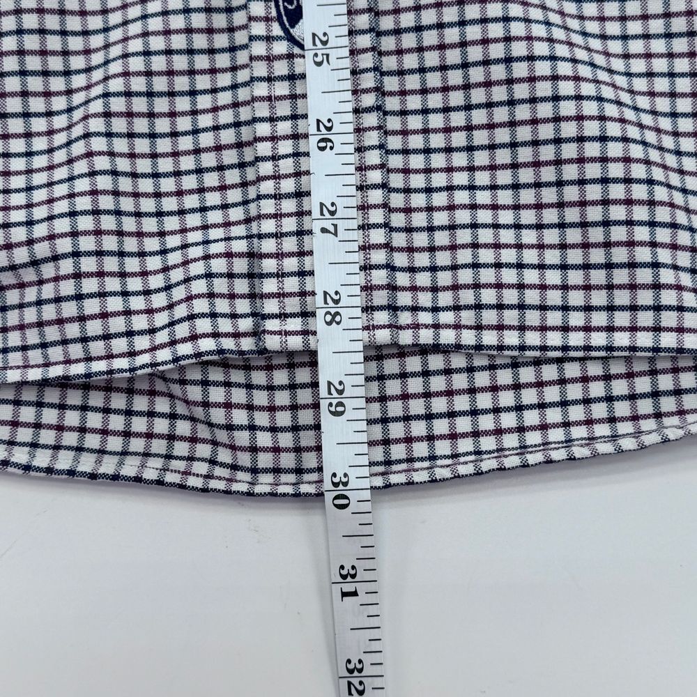 Cremieux Classics White Navy Burgundy Check Button-Down Dress Shirt – L