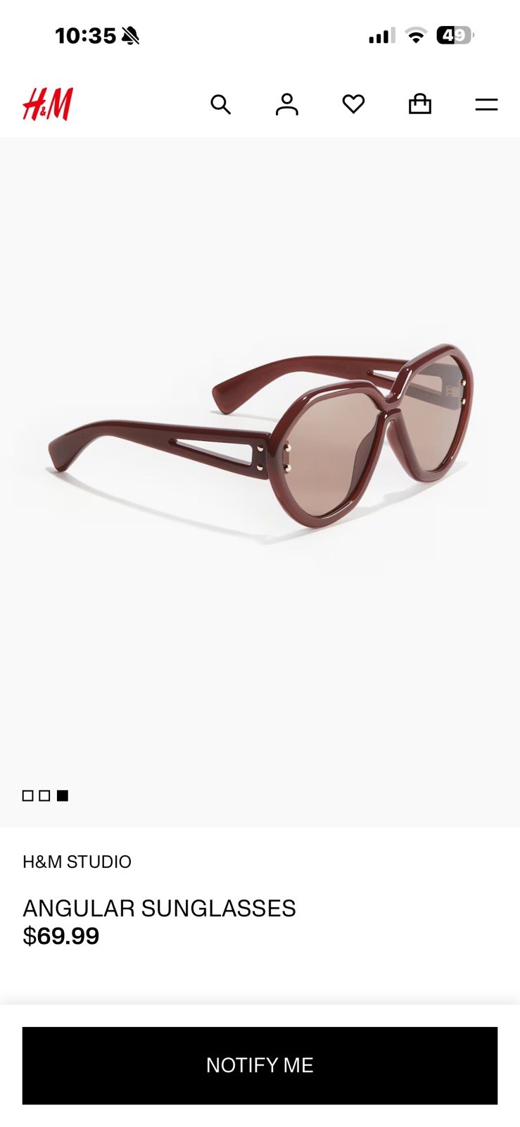 NWOT HM Studio Soldout Boho Resort Oversized Angular Burgundy Brown Sunglasses