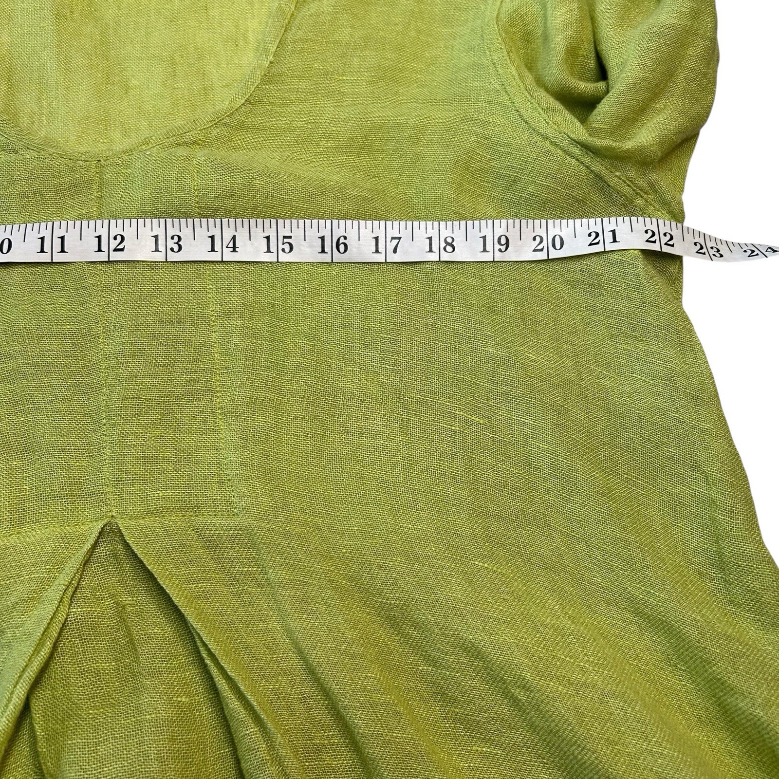 Flax Linen Lagenlook Boho Pleated Front Round Neck Size Medium