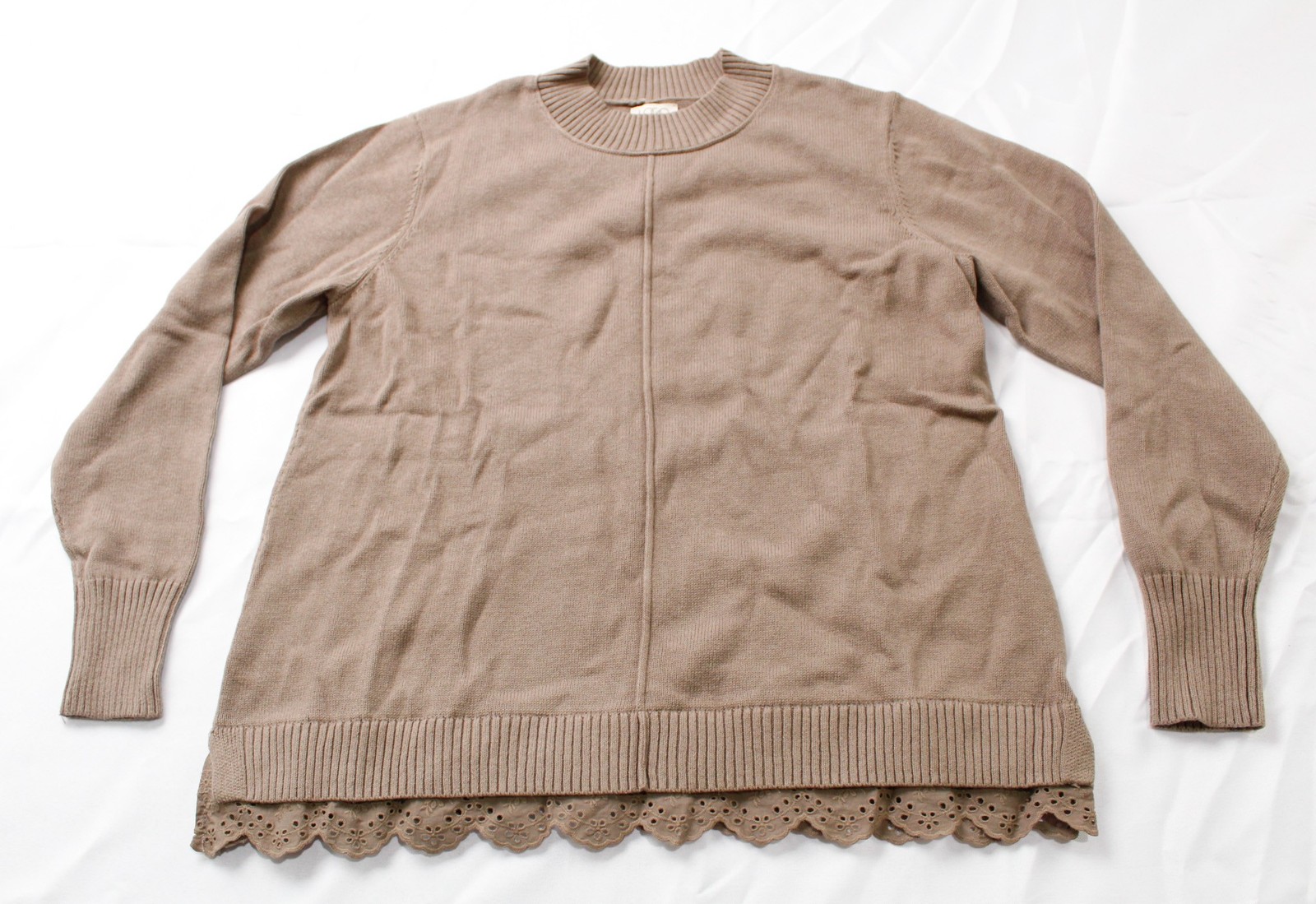 LOGO By Lori Goldstein Women’s Cotton Cashmere Sweater JL3 Fossil Tan Medium