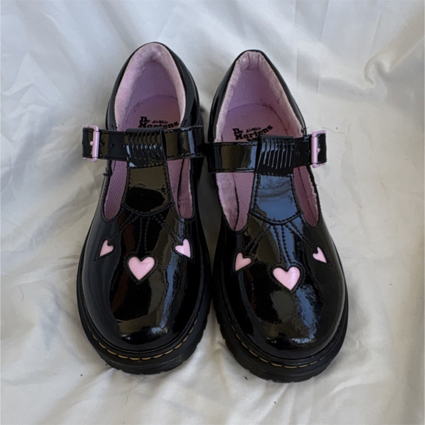 Dr. Martens Mary Jane Heart Buckle Black Pink Women’s Flats EU 36 US 4