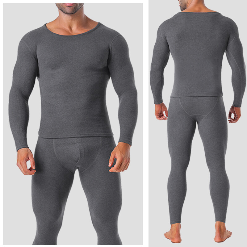 Men Fleece Lined Thermal Underwear Set Warm Soft Fit Long Johns Tops and Pants